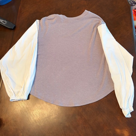 Cherish Tops - Boutique Brand Grey Balloon Sleeve White Knit‎ Top  T23081 Small